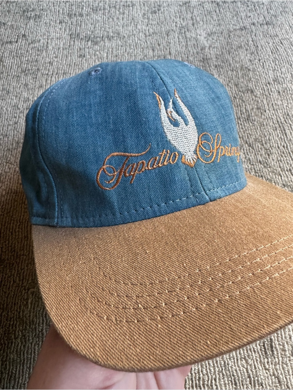 Vintage Tapatio Springs Golf Hat Imperial USA Made Strapback Blue Tan Cap